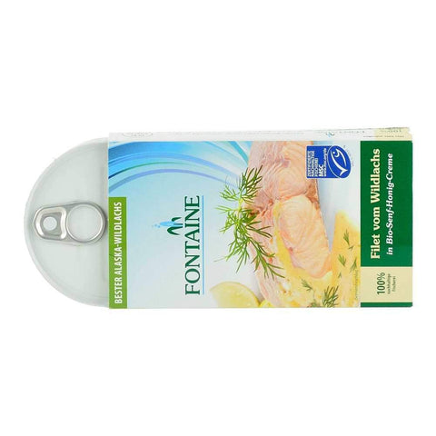 File de somon salbatic in sos de mustar si miere Fontaine, 200 g, conserva de peste