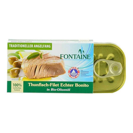 File de ton in ulei bio de masline Fontaine, 120 g, conserva de peste