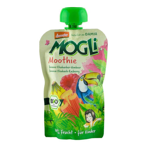 Piure de Fructe Mogli cu Rubarba si Zmeura, bio, 100 g