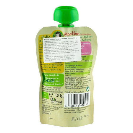 Piure de Fructe Mogli cu Rubarba si Zmeura, bio, 100 g