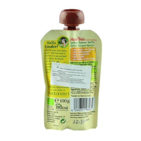 Piureuri din fructe de caise, banane, gutui, bio, 100 gr