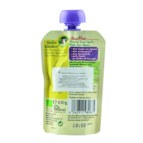 Piureuri din fructe de prune, pere, gutui, bio, 100 gr