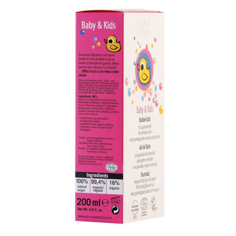 Spumant cu rodie si catina alba pentru baita bebelusului Ecocosmetics, bio, 200 ml