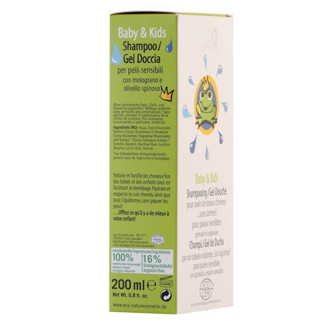 Sampon si gel de dus pentru bebelusi, cu rodie si catina alba, Ecocosmetics, bio, 200 ml