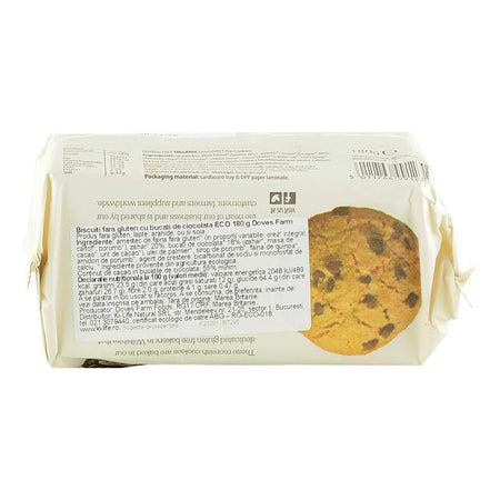 Biscuiti cu bucati de ciocolata fara gluten Dove's Farm, bio, 180 g