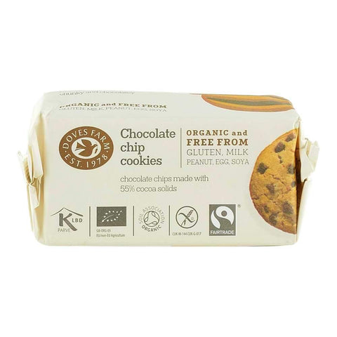 Biscuiti cu bucati de ciocolata fara gluten Dove's Farm, bio, 180 g