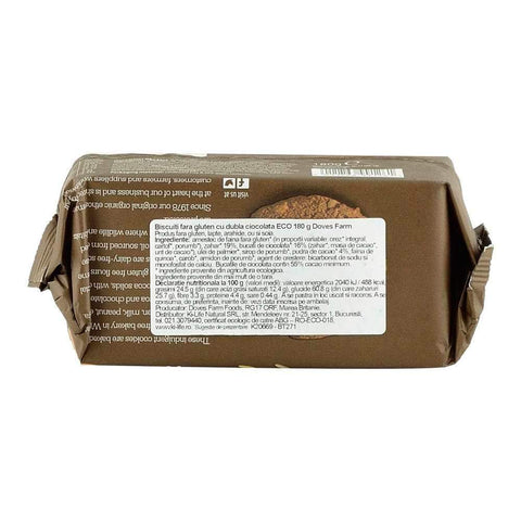 Biscuiti cu dubla ciocolata fara gluten Dove's Farm, bio, 180 g