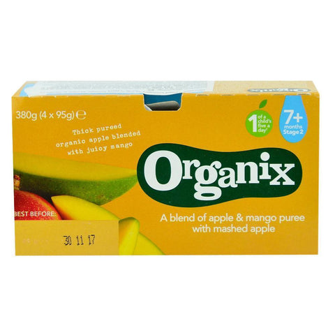 Piure Organix Pulpa de Mere si Mango, de la 7 luni, bio, 4x95 g