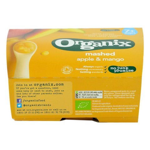 Piure Organix Pulpa de Mere si Mango, de la 7 luni, bio, 4x95 g