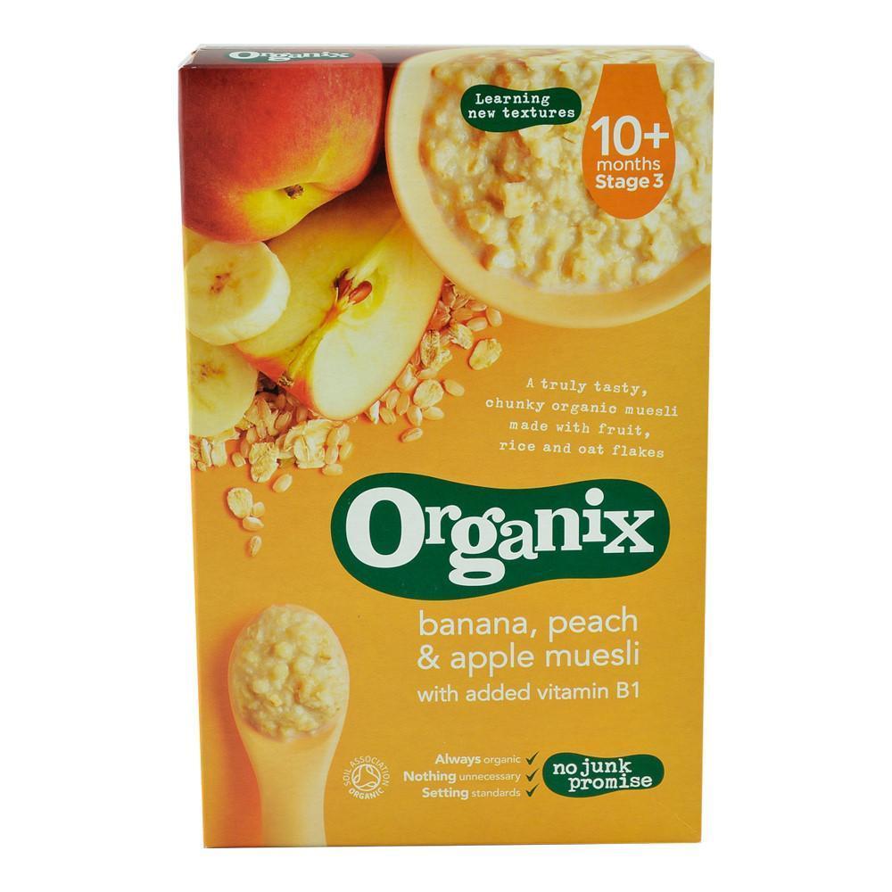 Cereale Organix Muesli cu Banane, Piersici si Mere, de la 10 luni, bio, 200 g