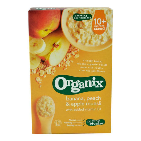 Cereale Organix Muesli cu Banane, Piersici si Mere, de la 10 luni, bio, 200 g