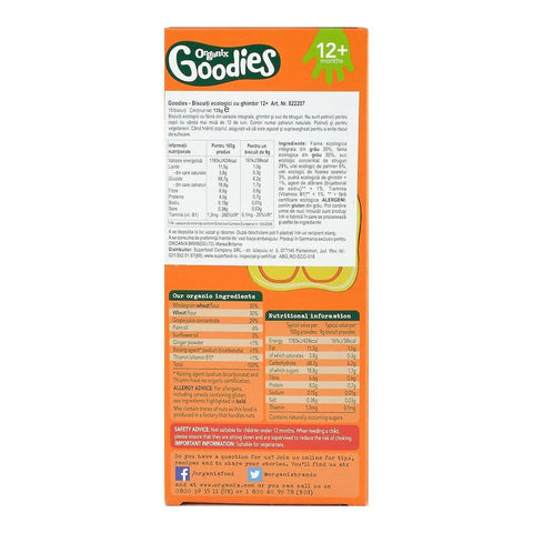 Biscuiti Organix Goodies cu Ghimbir, de la 12 luni, bio, 135 g
