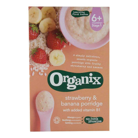 Cereale Organix din Orez Integral si Porumb cu Banane si Capsuni, de la 6 luni, bio, 120 g