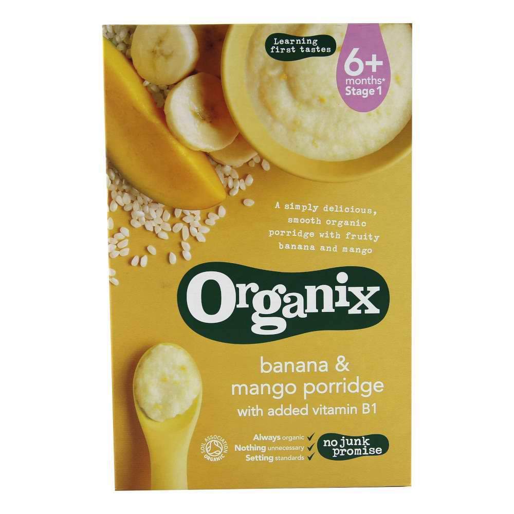 Cereale Organix din Orez Integral si Porumb cu Banane si Mango, de la 6 luni, bio, 120 g