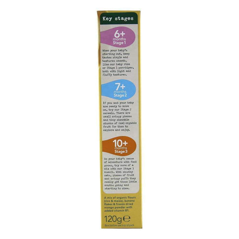 Cereale Organix din Orez Integral si Porumb cu Banane si Mango, de la 6 luni, bio, 120 g