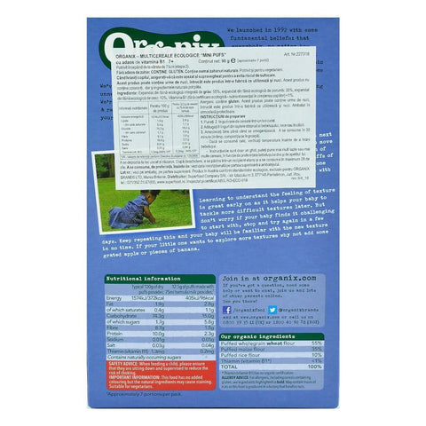 Cereale Organix Multicereale Mini Pufs, de la 7 luni, bio, 90 g