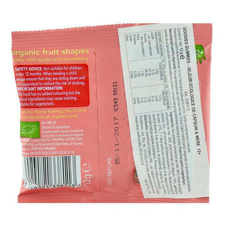 Jeleuri Organix Goodies Gummies din Mere si Capsuni, de la 12 luni, bio, 12 g