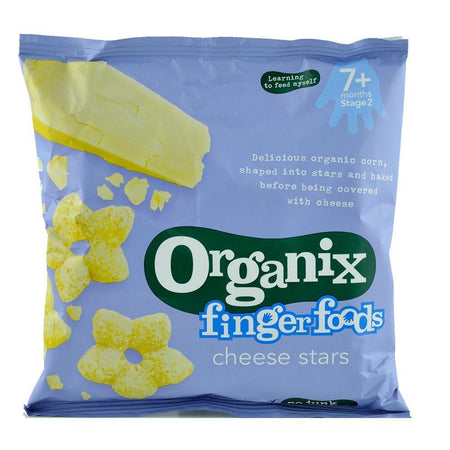 Snack Organix Finger Stelute din Porumb expandat cu Cascaval, de la 7 luni, bio, 20 g