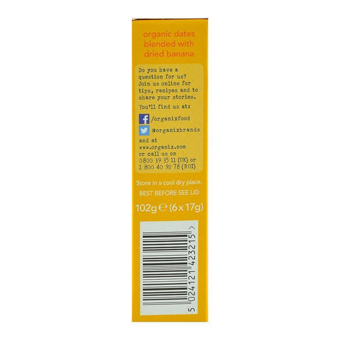 Batoane Organix Goodies din fructe cu Banane si Curmale, de la 12 luni, bio, 6x17 g