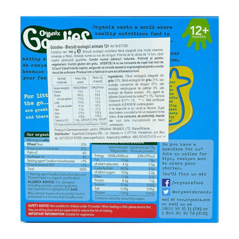 Biscuiti Organix Goodies Animale, de la 12 luni, bio, 100 g