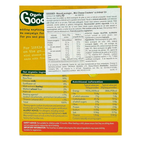 Snack Organix Goodies Crackers Mini Cheese, de la 12 luni, bio, 4x20 g