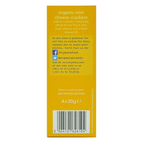 Snack Organix Goodies Crackers Mini Cheese, de la 12 luni, bio, 4x20 g