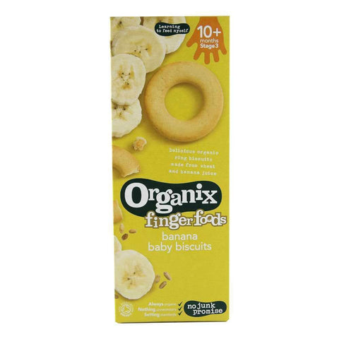 Biscuiti Organix Finger cu Banane pentru Bebelusi, de la 10 luni, bio, 54 g