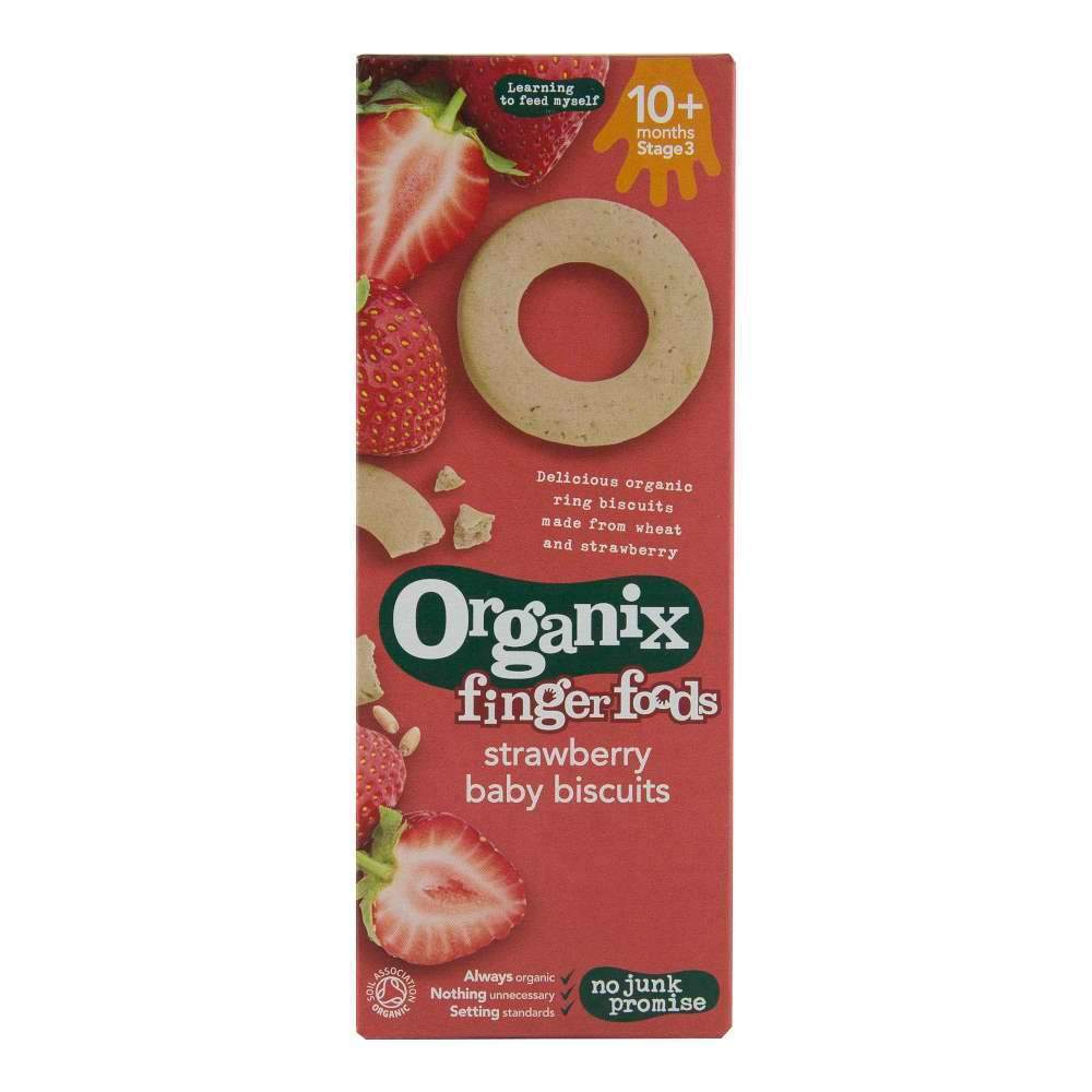 Biscuiti Organix Finger cu Capsuni pentru bebelusi, de la 10 luni, bio, 54 g