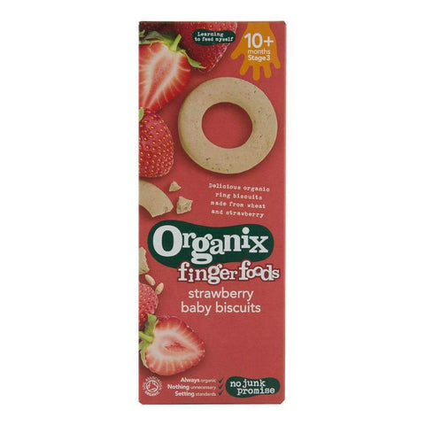 Biscuiti Organix Finger cu Capsuni pentru bebelusi, de la 10 luni, bio, 54 g