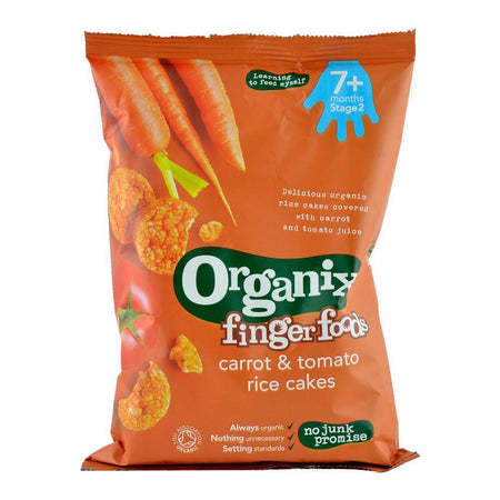 Rondele Organix Finger din Orez expandat cu Morcovi si Rosii, de la 7 luni, bio, 50 g