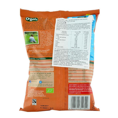 Rondele Organix Finger din Orez expandat cu Morcovi si Rosii, de la 7 luni, bio, 50 g