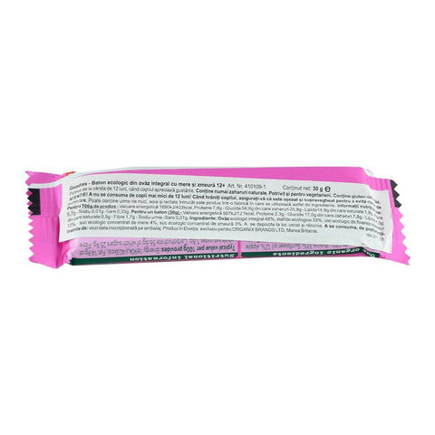 Baton Organix Goodies din Cereale cu Mere si Zmeura, de la 12 luni, bio, 30 g