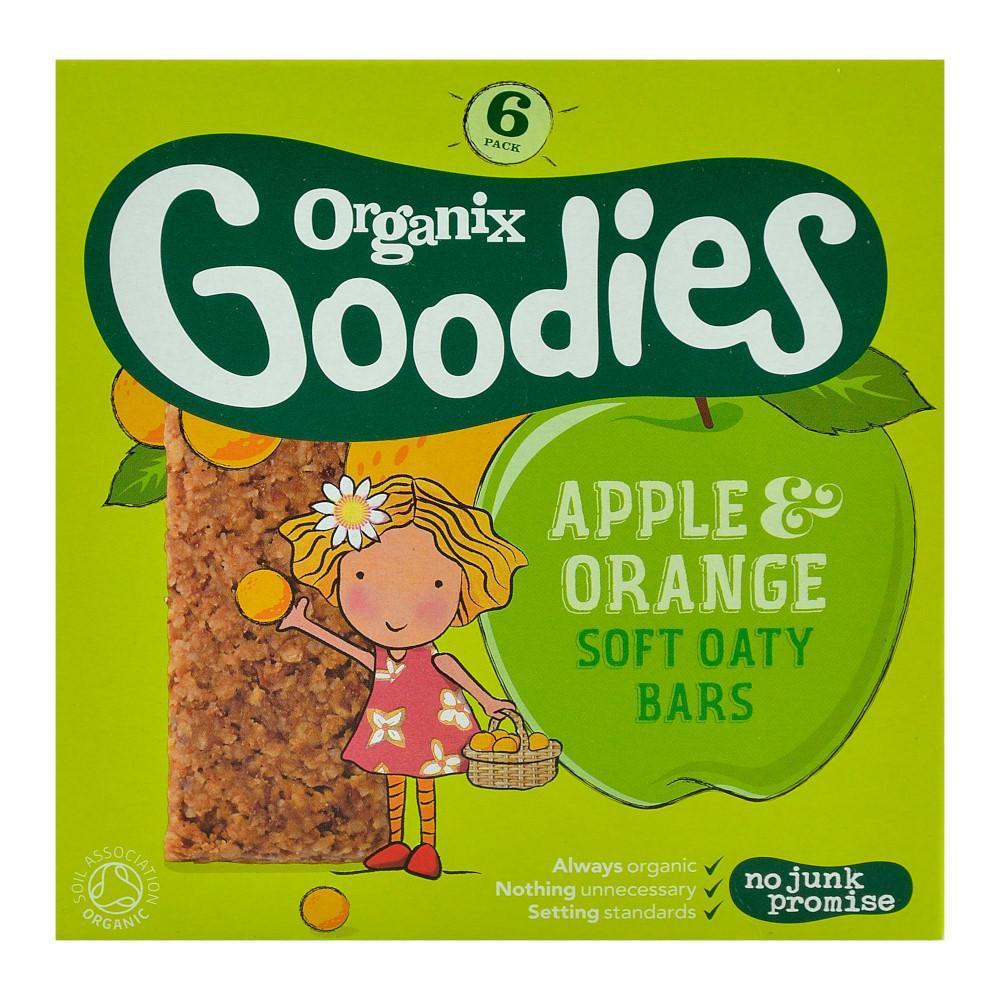 Batoane Organix Goodies din cereale cu Mere si Portocale, de la 12 luni, bio, 6x30 g