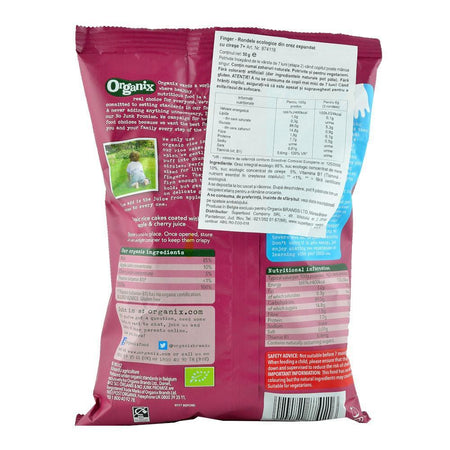 Rondele Organix Finger din Orez expandat cu Cirese, de la 7 luni, bio, 50 g