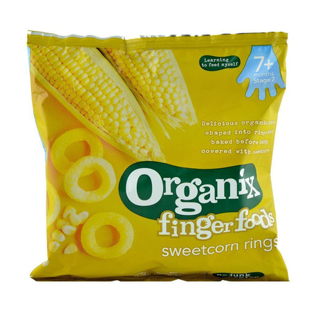 Snack Organix Finger Inele din Porumb dulce expandat, de la 7 luni, bio, 20 g