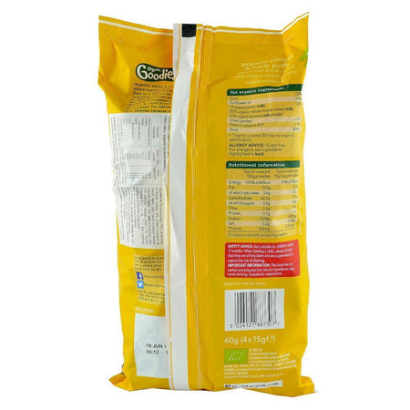 Snack Organix Goodies din Porumb expandat cu Cascaval, de la 12 luni, bio, 4x15 g