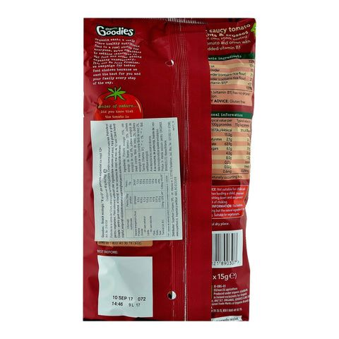 Snack Organix Goodies Figurine X si O din Porumb expandat cu Rosii , de la 12 luni, bio, 4x15 g