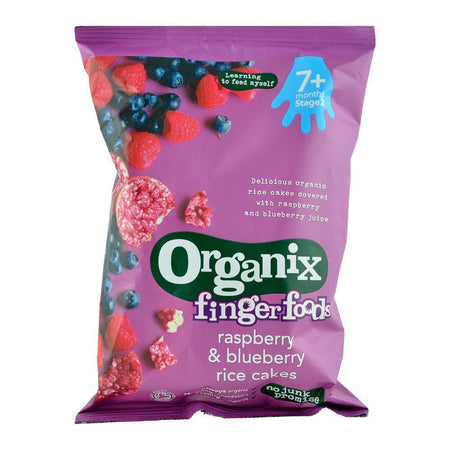 Rondele Organix Finger din Orez expandat cu Zmeura si Afine, de la 7 luni, bio, 50 g