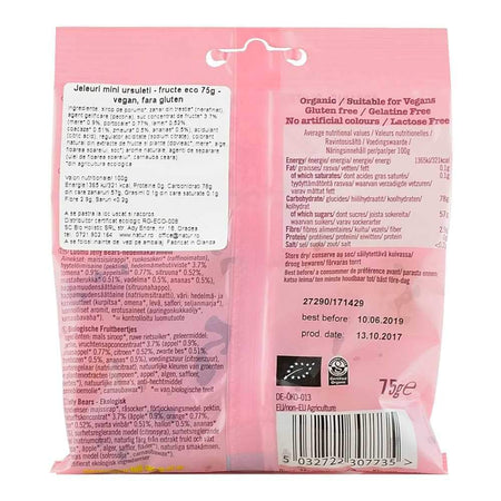 Jeleuri Mini-Ursuleti cu fructe fara gluten Biona, bio, 75 g