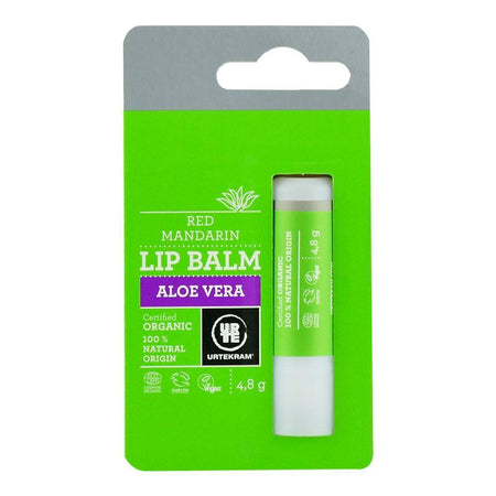 Balsam de buze cu Aloe Vera, Unt de Shea, Acid Hialuronic si aroma de Mandarina Urtekram, bio, 4.8 g