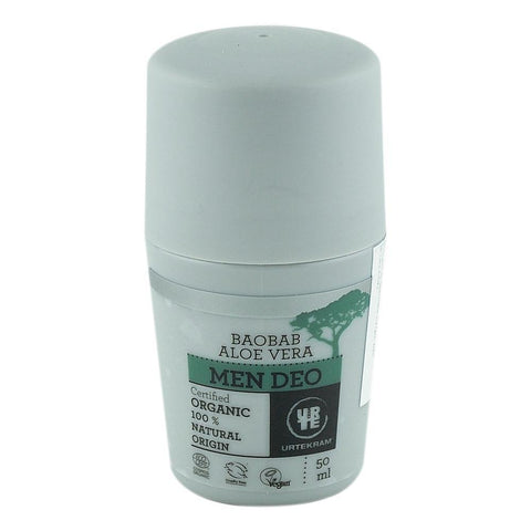 Deodorant roll-on Aloe Baobab pentru barbati, Urtekram, bio, 50 ml