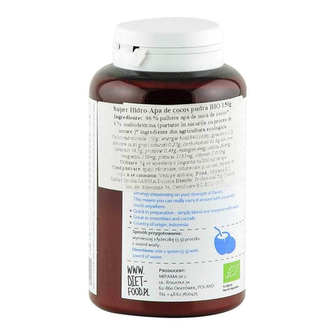 Super Hydro, apa de cocos pudra, Diet Food, bio, 150 g