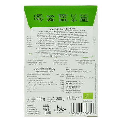 Shirataki Taitei fara gluten Diet Food, bio, 300 g