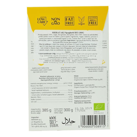 Shirataki Spaghetti fara gluten Diet Food, bio, 300 g