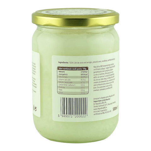 Ulei de cocos Republica BIO 500 ml, extravirgin, presat la rece, bio