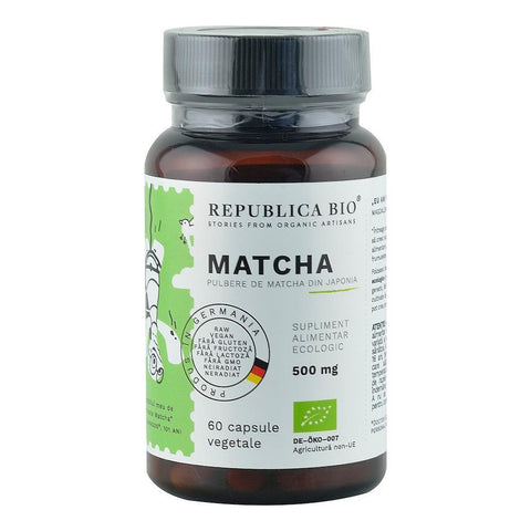 Matcha Ecologic din Japonia (500 mg) Republica BIO, 60 capsule (35 g)