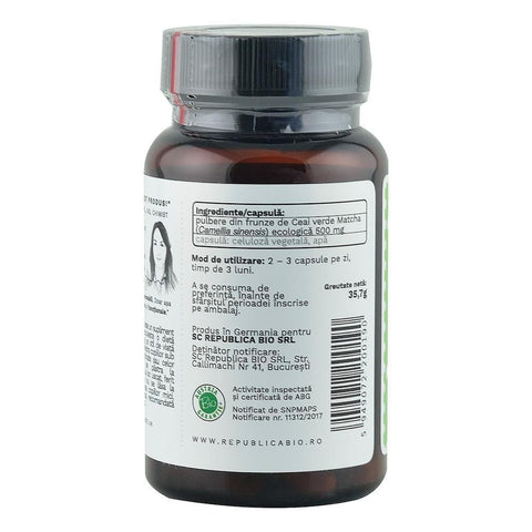Matcha Ecologic din Japonia (500 mg) Republica BIO, 60 capsule (35 g)