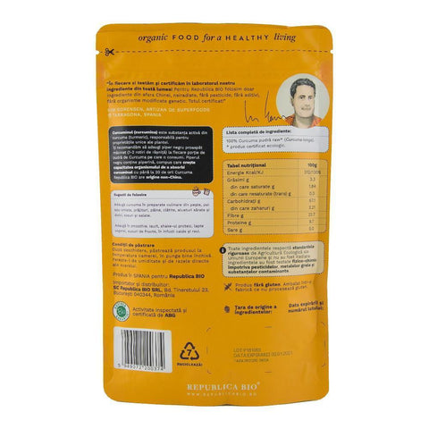 Curcuma, pulbere ecologica pura Republica BIO, 100 g