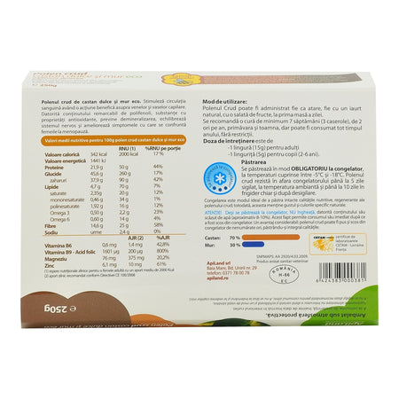 Polen Crud Apiland de Castan Dulce si Mur, bio, 250 g