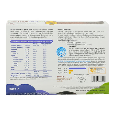 Polen Crud Apiland de Prun, bio, 250 g